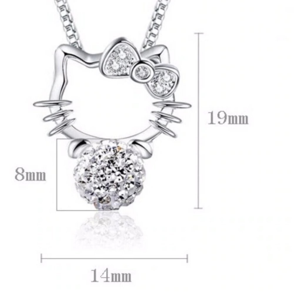 *NEW 925 Sterling Silver Hello Kitty Ball Necklace - Picture 2 of 7